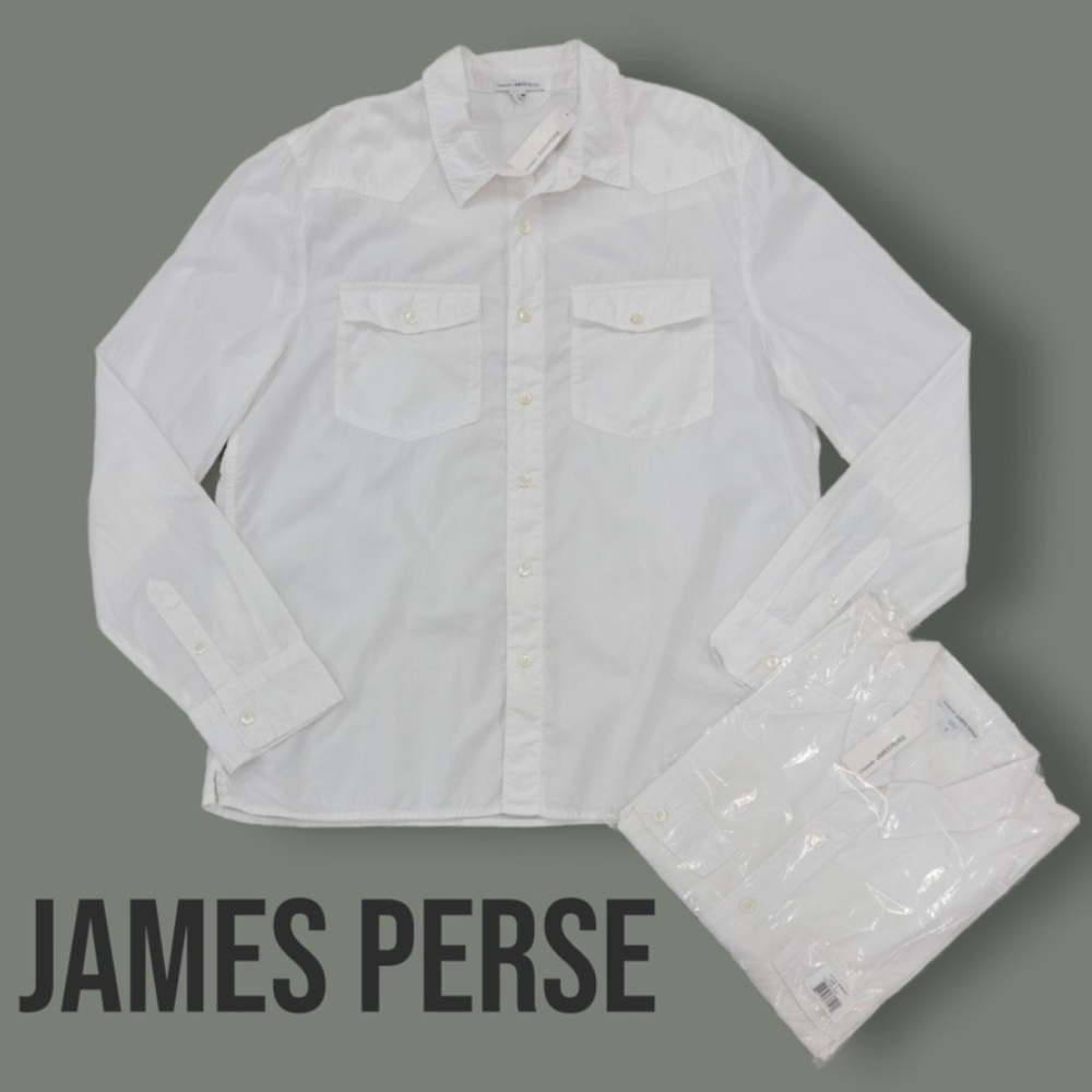 NWT Standard James Perse Men's Cotton Western Button Down Shirt, M/2 - Picture 6 of 13